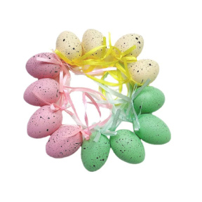 Набор пасхальных яиц в крапинку с подвеской, цветной микс, 12 шт