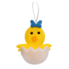 Paște, pandantiv pui în coajă, fundiță albastră