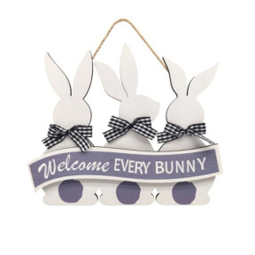 Пасха, Декоративное панно деревянное "Кролики"