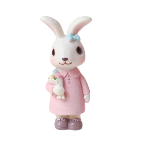 Figurină decorativă iepure cu flori, 9 cm