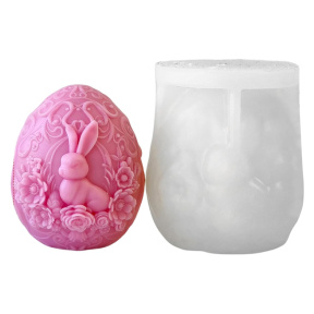 Пасха, Молд силиконовый для свечи в виде яйца с кроликом