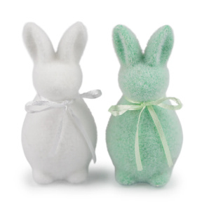 Set de iepurași de Paște din pluș, alb și verde