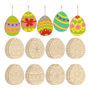 Set de ouă din lemn cu frânghii, 10 buc., 9x2,5 cm