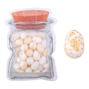 Set de ouă decorative din spumă, 40 buc., alb-auriu