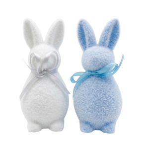 Set de iepurași de Paște din pluș, alb și albastru