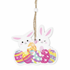 Decor din lemn în formă de iepure cu frânghie