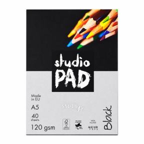 SMLT Bloc de hârtie neagră pentru desen Art Studio, A5, 40 file, 120 g/m².