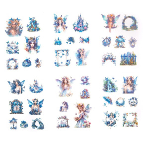 Autocolante PET „Zână”, 6 foi, praf stelar albastru