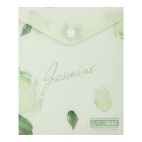 Mapă-plic verticală A6, plastic mat semitransparent, Buromax ARABESKI, mentă (cu capsă)