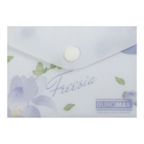 Mapă-plic A7, plastic mat semitransparent, Buromax ARABESKI, liliac (cu capsă)