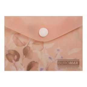 Mapă-plic A7, plastic mat semitransparent, Buromax ARABESKI, piersic (cu capsă)