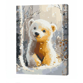 Ursuleț alb drăgălaș, 30x40 cm, pictură pe numere