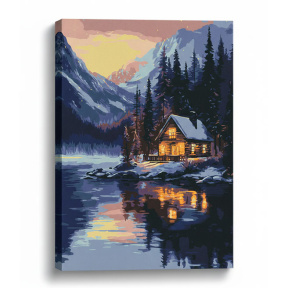 Apus de iarnă, 30x40 cm, pictură pe numere