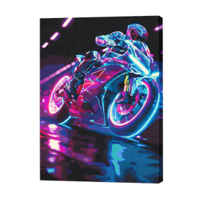 Viteză neon 40×50 cm Eco. Pictură pe numere cu vopsele fluorescente