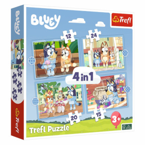 Puzzle Trefl "4in1 (12, 15, 20, 24)" - Bluey and his world / BBC Bluey