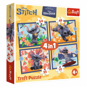 Пазлы Trefl "4в1" - Holidays in Hawaii / Disney Stitch The Movie