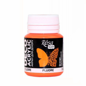 Краска акриловая, Оранжевая, флуоресцентная, 20 мл, ROSA TALENT
