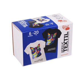 Набор акриловых красок для росписи тканей CAT, 6 цветов, 20 мл, ROSA Talent