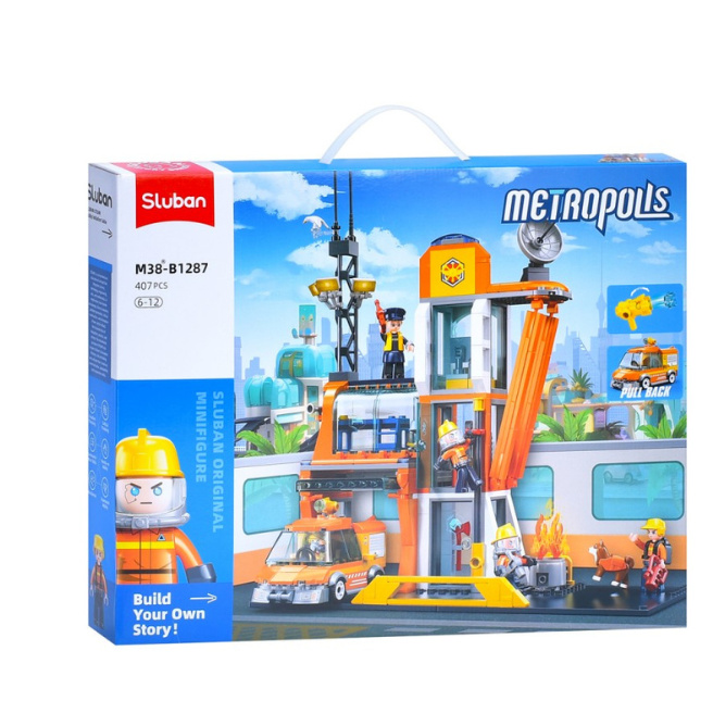 Set de construcție Sluban „Secţie de pompieri”, 407 piese