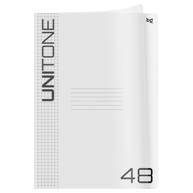 Caiet 48 foi pătrățele BG "UniTone. Neon", copertă plastic, transparent