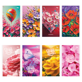 Blocnotes A6 24 foi pătrățele cu capsă BG "Bright Flowers"