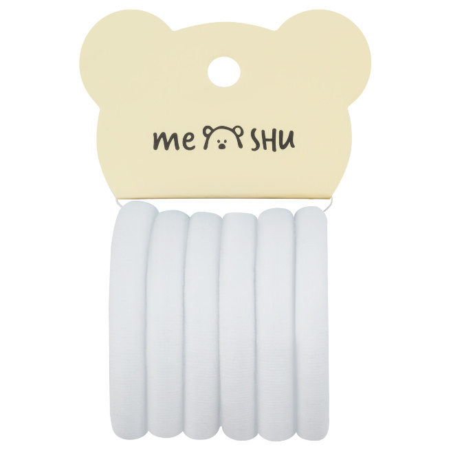 Elastice de păr Meshu „Essence thin”, albe, 6 buc., diametru 4 cm
