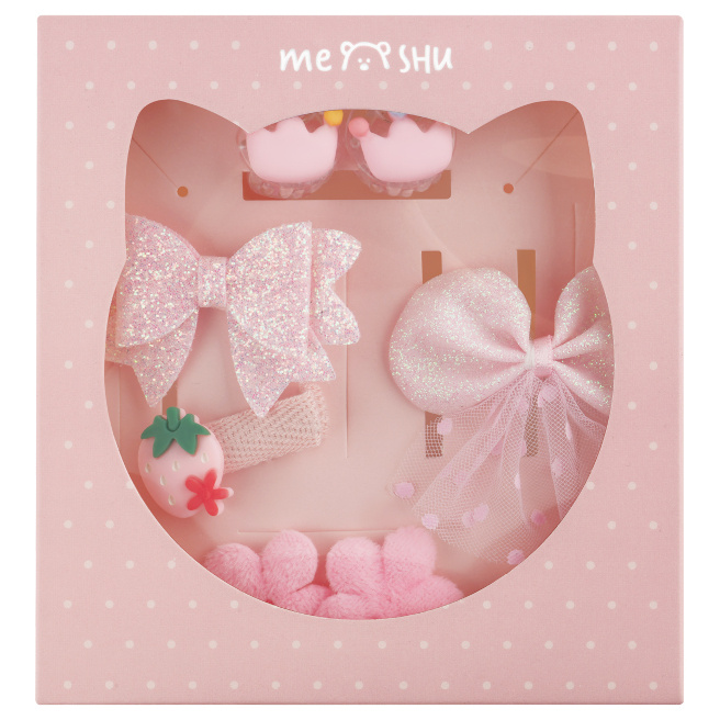 Set de accesorii pentru păr MESHU, roz, 9 piese