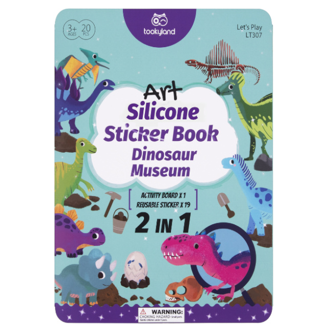 Cărticică cu stickere din silicon „Muzeul dinozaurilor” Tooky Toy