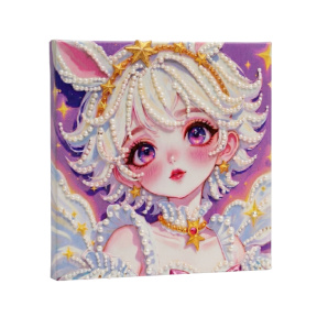 Pictură cu perle, 20x20 cm, Fată anime