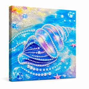Pictură cu perle, 20x20 cm, Scoică albastră