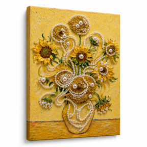 Pictură cu perle, 40x50 cm, Floarea-soarelui a lui Van Gogh