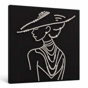 Pictură cu perle, 30x30 cm, Doamnă elegantă