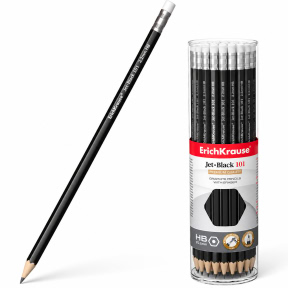 Creion ErichKrause Jet Black cu radiera HB