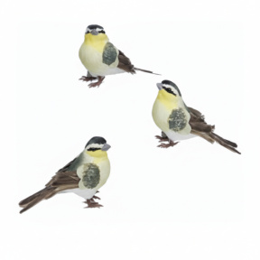 Decor pasăre cu piept galben, 7 cm