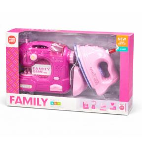 Set de joacă „Fier de călcat + mașină de cusut” cu abur, roz