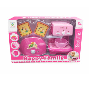 Set de joacă „Prăjitor de pâine + aparat de cafea” cu sunet, roz