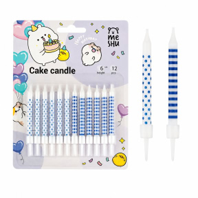 Свечи для торта MESHU "Blue pattern", ассорти, 6 см, 12 шт