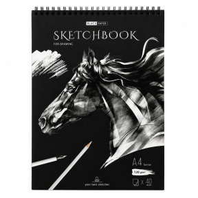 Скетчбук 40 листов, А4  "Black line. Horse",  120г/м2