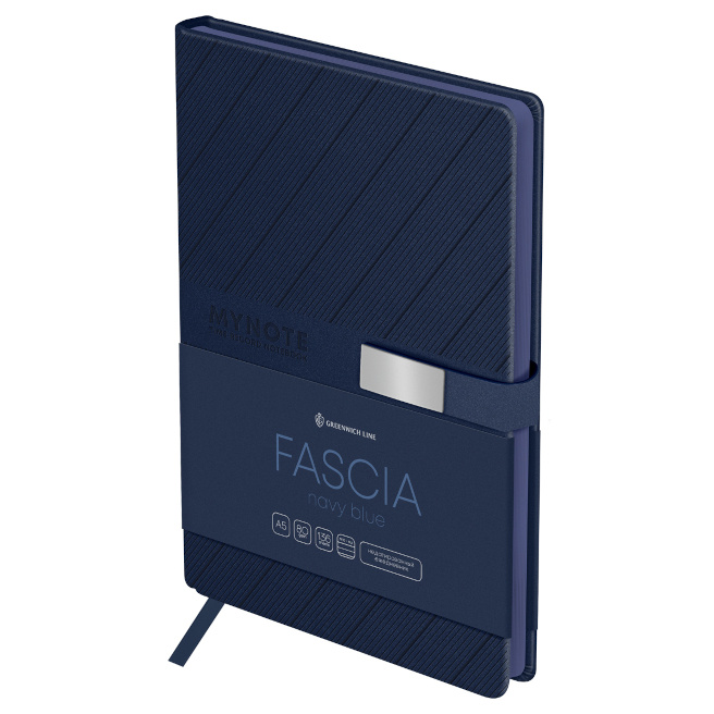 Agendă nedatată A5, 136 foi, piele sintetică, GL „Fascia. Navy blue”, închidere magnetică