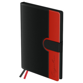 Agendă nedatată A5, 136 foi, piele sintetică, BG „Glace. Red”, clapetă magnetică, roșie