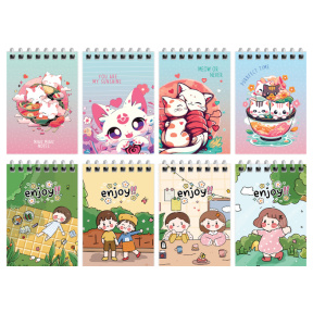 Blocnotes A7 40 foi pătrățele pe spirală BG „Anime style”