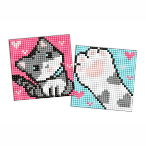 Pufosel gri, 9 х 9 cm, magneți cu mozaic cu diamante