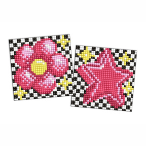 Floare și stea, 9 х 9 cm, magneți cu mozaic cu diamante