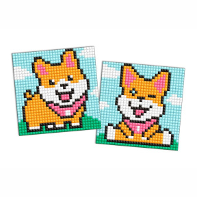 Căței jucăuși, 9 х 9 cm, magneți cu mozaic cu diamante