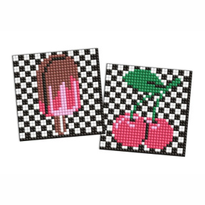 Cireșe și înghețată, 9 х 9 cm, magneți cu mozaic cu diamante