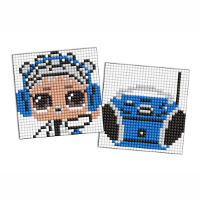 LOL și magnetofon albastru, 9 х 9 cm, magneți cu mozaic cu diamante