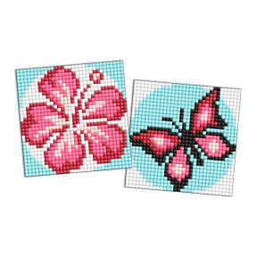 Culoare roz, 9 х 9 cm, autocolante cu mozaic cu diamante