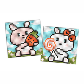 Iepurași drăgălași, 9 х 9 cm, autocolante cu mozaic cu diamante