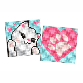 Lăbuțe albe, 9 х 9 cm, autocolante cu mozaic cu diamante