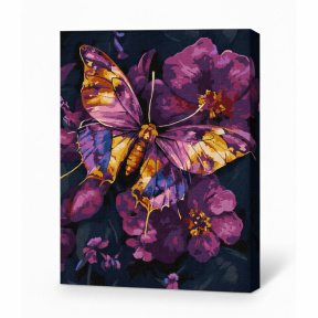 Fluture auriu cu vopsele metalic extra, 30x40 cm, pictură pe numere